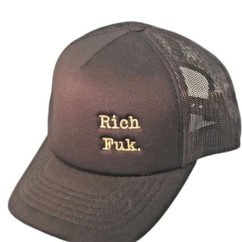 Rich & Rotten Street Wear RICH FUK Logo Adjustable Snapback Black Hat Cap NWOT
